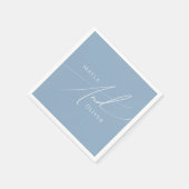  whimsical スクリプト | ダスティーブルー ウェディング スタンダードカクテルナプキン (角)