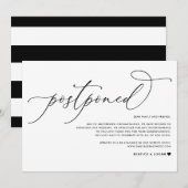  whimsical スクリプト ブラック 結婚延期 案内状 (正面/裏面)