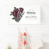  whimsical バーガンディ フラワー ゴシック ウェディング ウェルカム 横断幕 (インサイチュ)