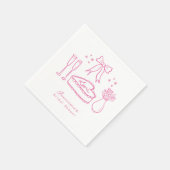 whimsical ピンクの リボン ケーキ ワインボトル ブライダルシャワー スタンダードカクテルナプキン (角)