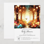  whimsical ファン 魔法の森 ベビーシャワー 招待状 (正面/裏面)