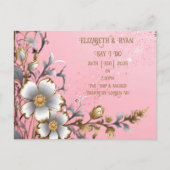  whimsical フラワー ピンク ロマンス ウェディング 招待状 (正面)