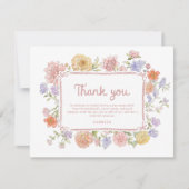  whimsical フラワー ブライダル シャワー サンキューカード (正面)