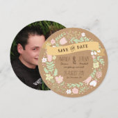 whimsical フラワー リース Save the Date フォト セーブザデート (正面/裏面)