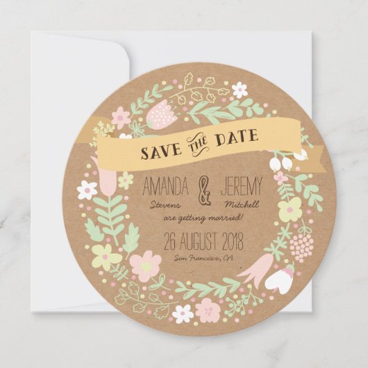 whimsical フラワー リース Save the Date フォト セーブザデート (正面)