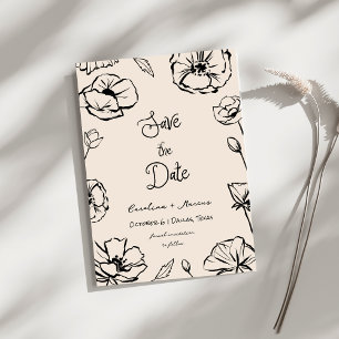 whimsical フレンチ ヴィンテージ フラワー 手描き 結婚式 セーブザデート