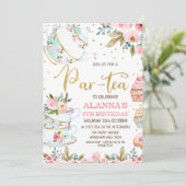  whimsical フローラル パーティー ティーパーティー 誕生日 招待状 (スタンド正面)