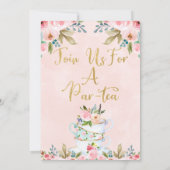  whimsical フローラル パーティー ティーパーティー 誕生日 招待状 (裏面)