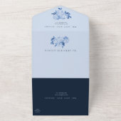  whimsical ブルー フラワーの水彩ウェディング オールインワン招待状 (外側)