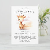  whimsical プリント可能 ギラフ ベビーシャワー 招待状 (スタンド正面)