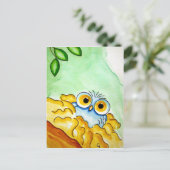  whimsical ベイビーブルー オウル ポストカード (スタンド正面)