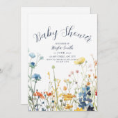 whimsical ホワイト ワイルドフラワー 招待状 (正面/裏面)