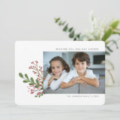  whimsical モダン ウィンター グリーン 3 枚の写真 シーズンカード (スタンド正面)