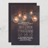  whimsical ライトバルブ ロマンチック エンゲージメント パーティー 招待状 (正面/裏面)