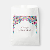 whimsical ラグジュアリー アイボリー フローラル スタイル ボーダー ウェディング フェイバーバッグ (正面)