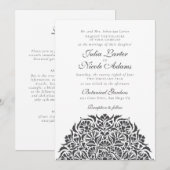 whimsical ラグジュアリー アイボリー フローラル スタイル ボーダー ウェディング 招待状 (正面/裏面)
