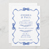  whimsical リボン スイート ウェディング 招待状 (正面/裏面)