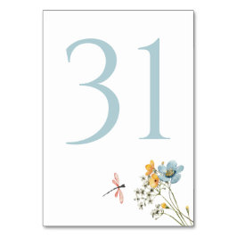  whimsical ワイルドフラワーの牧場でのウェディング テーブルナンバー