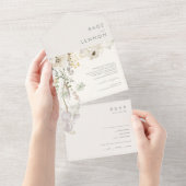 whimsical ワイルドフラワー アイボリー フォト シール アンド センド オールインワン招待状 (貼ってはがせる)