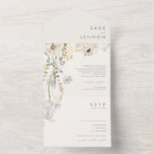 whimsical ワイルドフラワー アイボリー フォト シール アンド センド オールインワン招待状 (内側)
