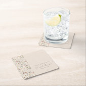  whimsical ワイルドフラワー フローラル カスタム ブライダル シャワー スクエアペーパーコースター (インサイチュ)