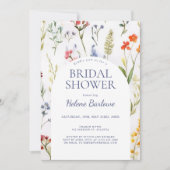  whimsical ワイルドフラワー 水彩 結婚前お祝いパーティー 招待状 (正面)