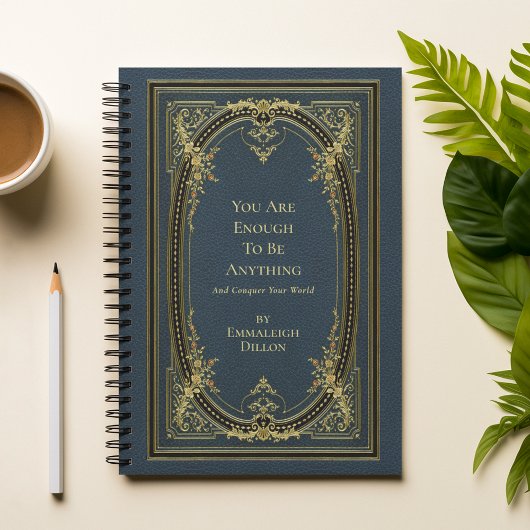  whimsical ヴィンテージ ゴールド & ライトブルーのブックカバー プランナー手帳