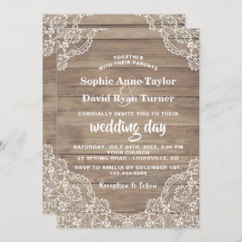  whimsical ヴィンテージ レース オールド バーン ウェディング 招待状