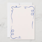 whimsical 手描きのウェディング ネイビーブルー セーブザデート (裏面)