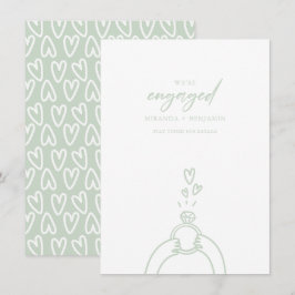  whimsical 手描きのエンゲージメント発表 招待状