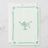  whimsical 手描きのグリーンマルティーニ & 結婚 招待状 (裏面)
