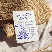  whimsical 手描きのシャンパンタワー Save The Date 招待状