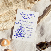  whimsical 手描きのシャンパンタワー Save The Date 招待状