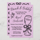  whimsical 手描きのリボン ウェディングシャワーの招待状 招待状 (正面/裏面)