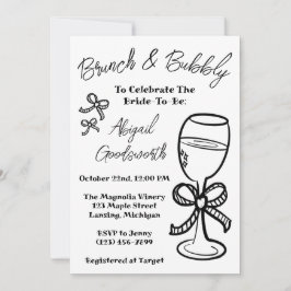  whimsical 手描きのリボン ウェディングシャワーの招待状 招待状