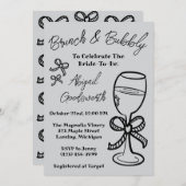  whimsical 手描きのリボン ウェディングシャワーの招待状 招待状 (正面/裏面)