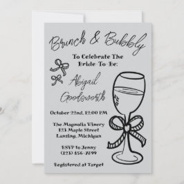  whimsical 手描きのリボン ウェディングシャワーの招待状 招待状