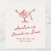 whimsical 手描きの赤い独身最後の夜 ワインラベル (シングルラベル)