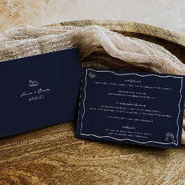  whimsical 手描き落書きのウェディング詳細カード 招待状