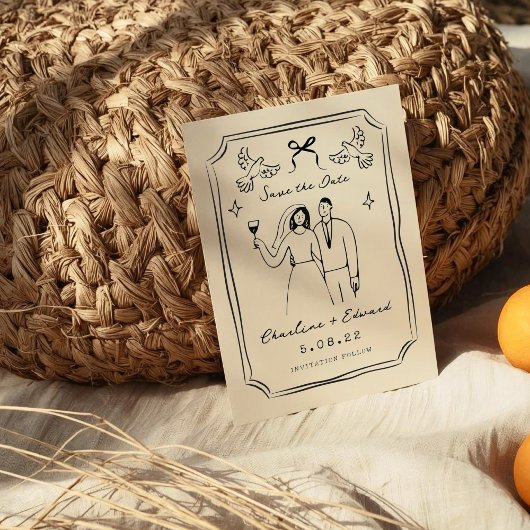 whimsical 手描き落書き セーブザデート