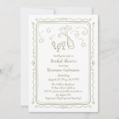 whimsical 手描き落書き QR コード ブライダル シャワー 招待状 (正面)