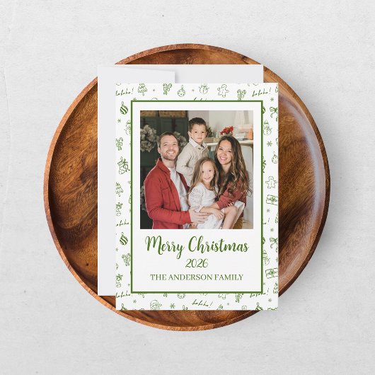  whimsical 手描き ドゥードル 緑 シーズンカード