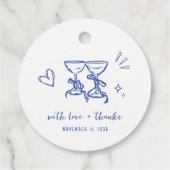 whimsical 手描き 青い 結婚式 感謝 フェイバータグ (裏面)