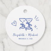 whimsical 手描き 青い 結婚式 感謝 フェイバータグ (正面)