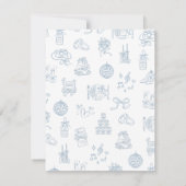  whimsical 手描き 青イラストQRコード 出欠カード (裏面)