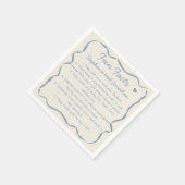  whimsical 手書きの淡い青い カップルの楽しい事実 スタンダードカクテルナプキン (角)