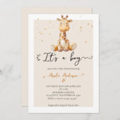  whimsical 水彩キリンぬいぐるみベイビーシャワー 招待状 (正面/裏面)