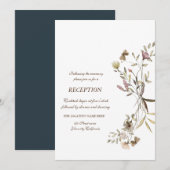  whimsical 水彩画のワイルドフラワーの受付 招待状 (正面/裏面)