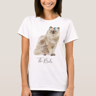  whimsical 水彩花嫁猫 tシャツ