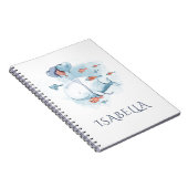  whimsical 水彩 クジラと魚のカスタマイズギフト ノートブック (右側)